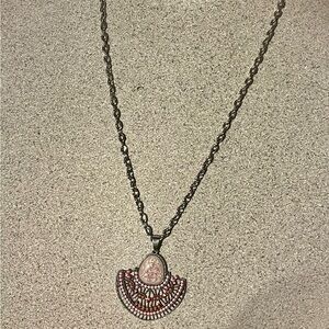 Chic Pink and Silver Pendant Necklace 27” Length